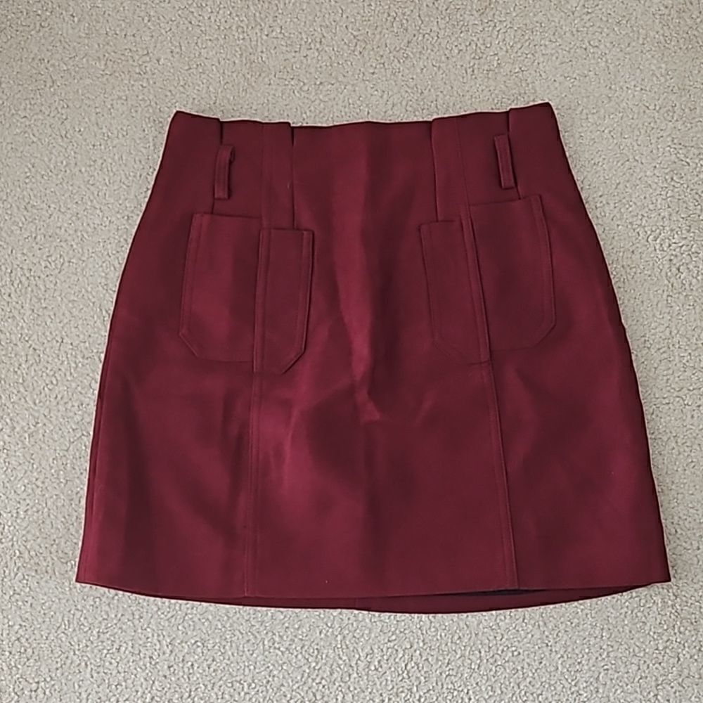 Boutique Migu Mini Skirt With 2 Front Pockets S Burgundy Y2K Preppy